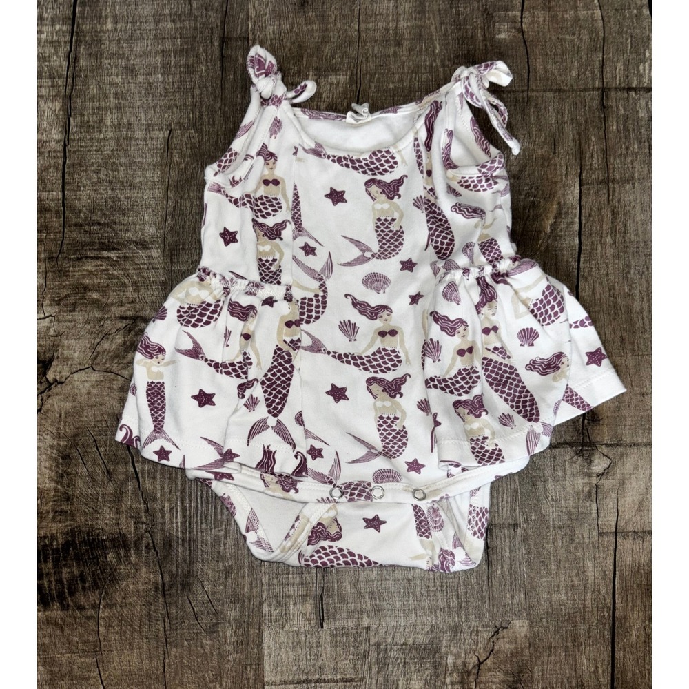 Kate Quinn Mermaid Organic Cotton Ruffle Bubble Romper Purple Cream 6-12M